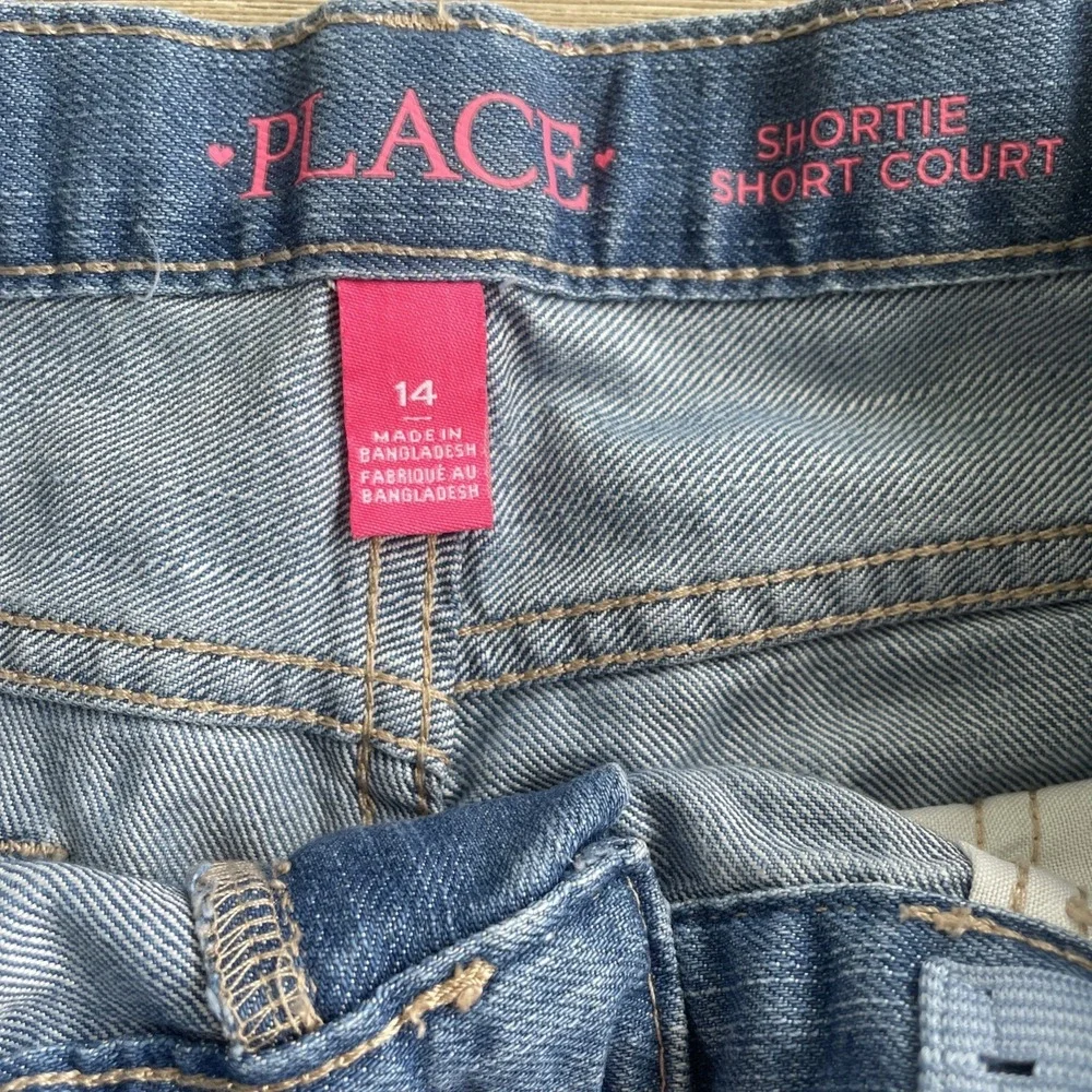 The Children's Place Girls Shortie Short‎ Court Light Wash Denim  Shorts 14 NWOT
